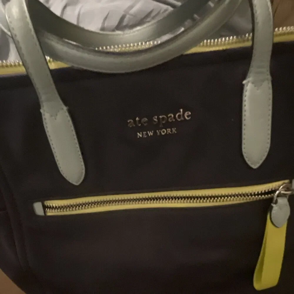 kate spade new york Women’s Navy Satchel Top Handle Blue Handles Gold HW Zip